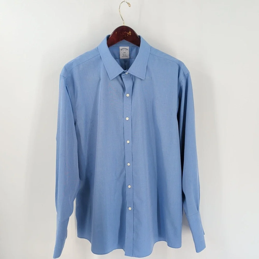 Brooks Brothers Regent Non-Iron Classic Button-Up Dress Shirt Light Blue Size 33